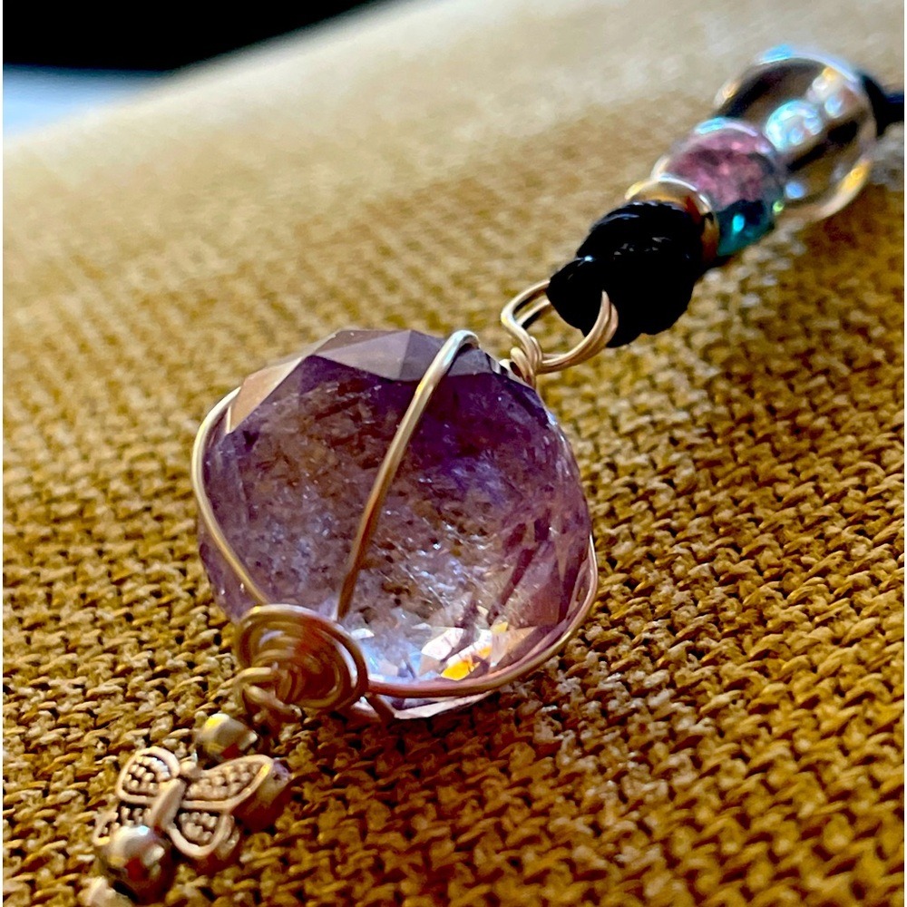 Lady-Car charm- faceted Amethyst shere